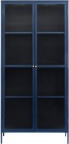 Vitrinekast Metaal Blauw - 4 Planken - 90cm - Soft Closing - Kast Bronco - Giga Living