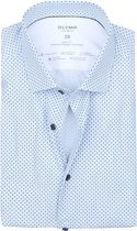 OLYMP - Overhemd Level 5 24/Seven Print Lichtblauw - Heren - Maat 37 - Body-fit