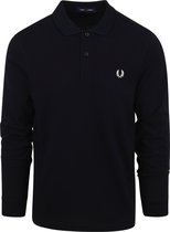 Fred Perry - Longsleeve Polo Donkerblauw - Modern-fit - Heren Poloshirt Maat L
