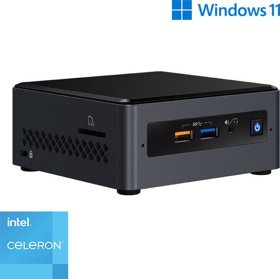 Intel NUC Mini PC met Celeron - 8GB RAM - 240GB SSD - 2x HDMI - WiFi - Bluetooth - Windows 11 Pro (NC-372902)