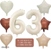 Ballon numéro 63 ans - Snoes - Ballons nus crème satinée - Ballon hélium - Ballons aluminium