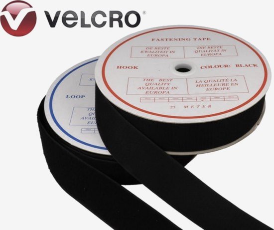 18 meter-Velcro-Klittenband-25mm breed-Kleur:Zwart- Zwart klittenband.