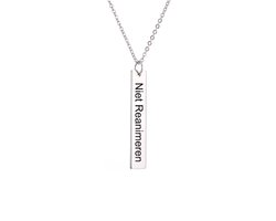 Gegraveerde Niet Reanimeren Ketting - Niet Reanimeren Penning - Do Not Resuscitate - Gegraveerd - Bar - Plaatje - Roestvrij Staal - RVS - Verstelbaar - Zilverkleurig