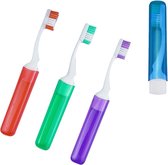 Pack de 4 Brosses à dents pliables – Rouge, Blauw, Vert, Violet