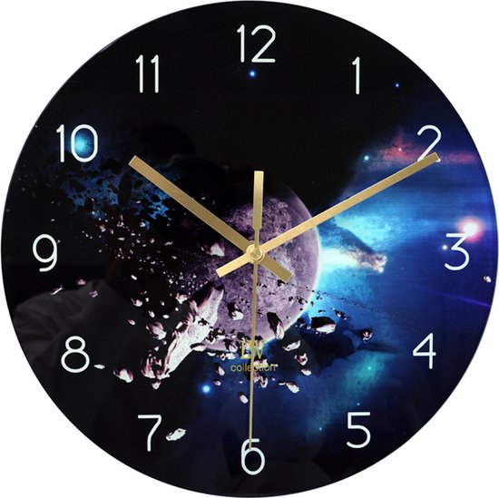 LW Collection Horloge murale en verre 30cm - horloge murale - horloge murale en verre