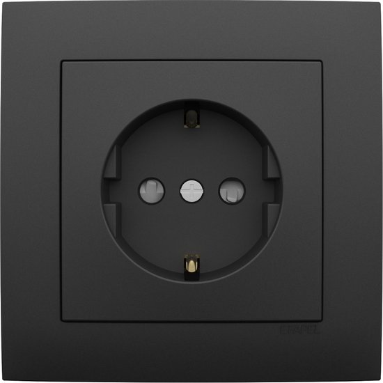 Stopcontact Met randaarde Mat zwart Efapel bol