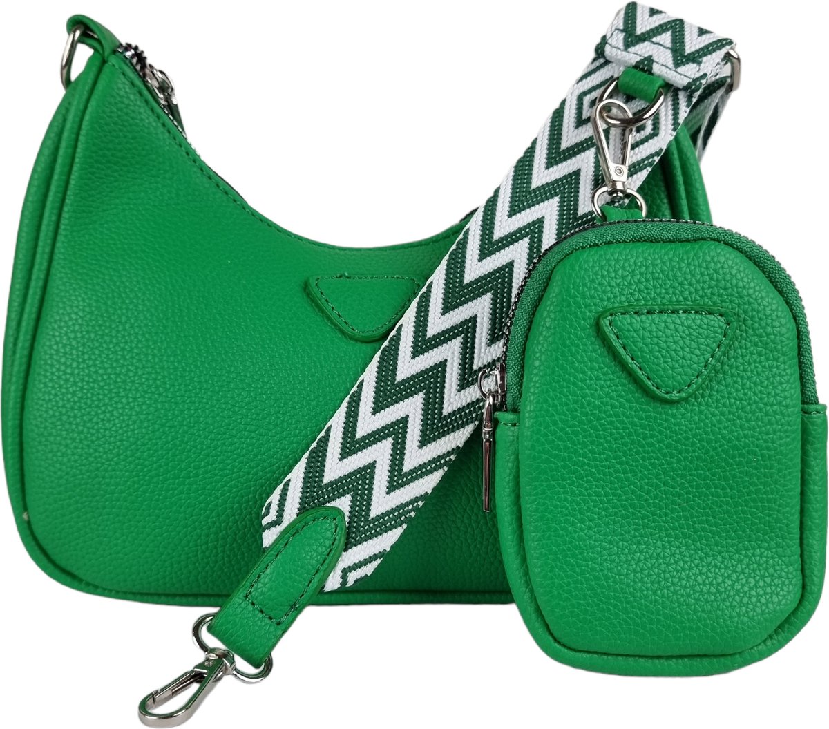 VIQRI - Tassen- Tassen dames - Compacte schoudertas - crossbody tas - dames - cadeautip - groen - geweven schouderriem