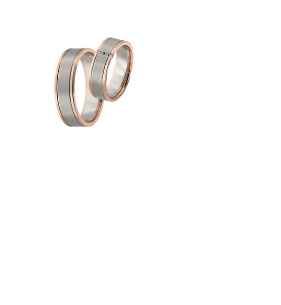 Alliance de mariage - femme - Aller Spanninga - 435-6 - or rose - or blanc - diamant - discount