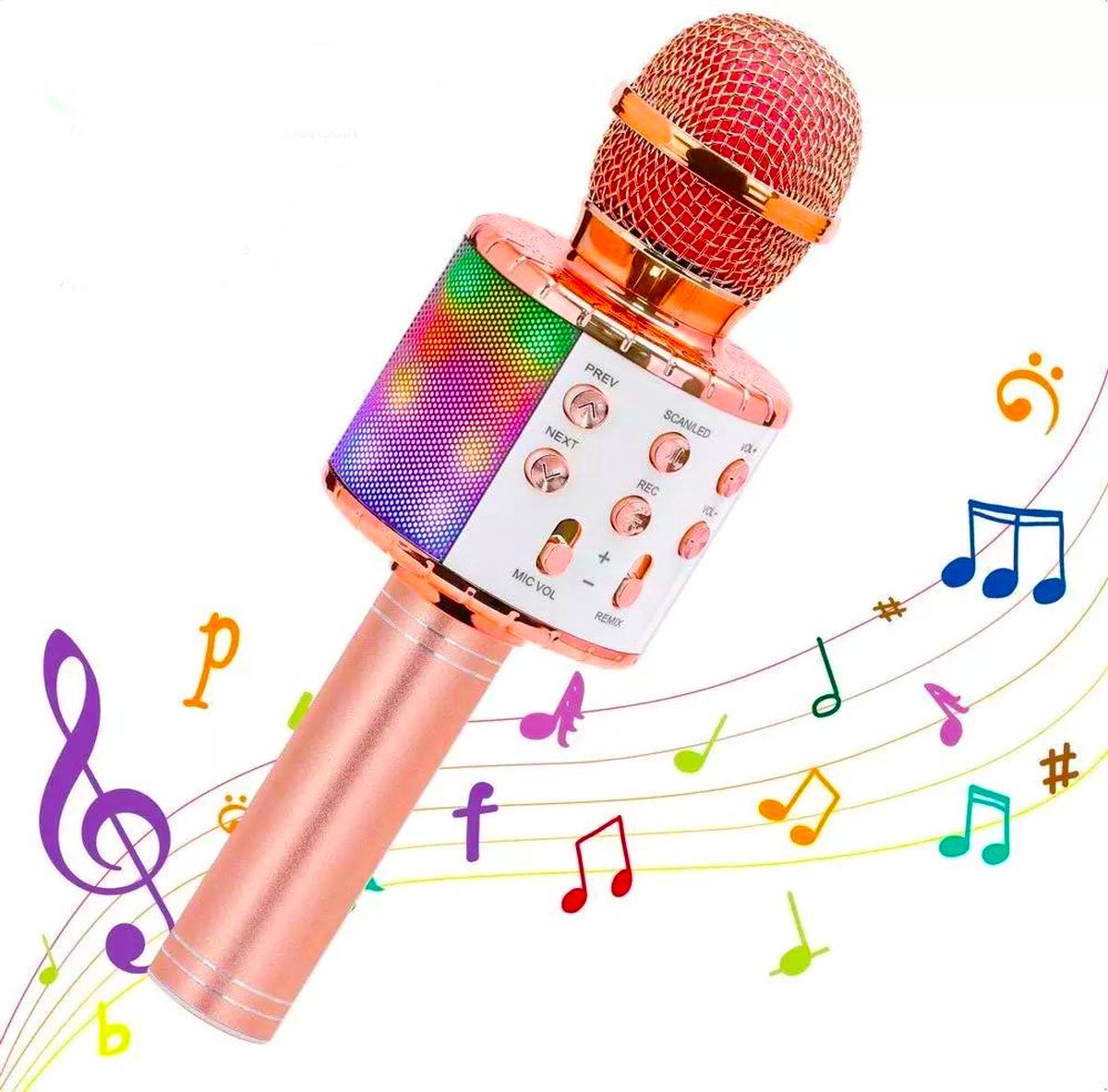 Karaoke Microfoon-echo-Microfoon-Rose Goud-Mp3-Bluetooth