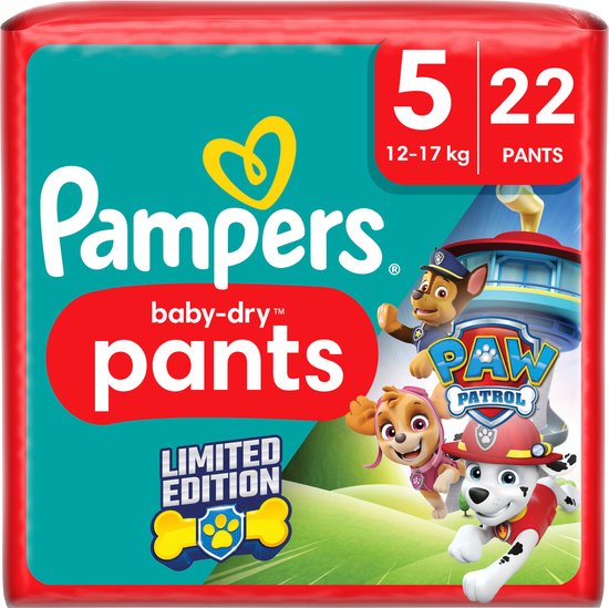 Foto: Pampers baby pants baby dry maat 5 junior 12 17 kg limited edition paw patrol 22 luierbroekjes