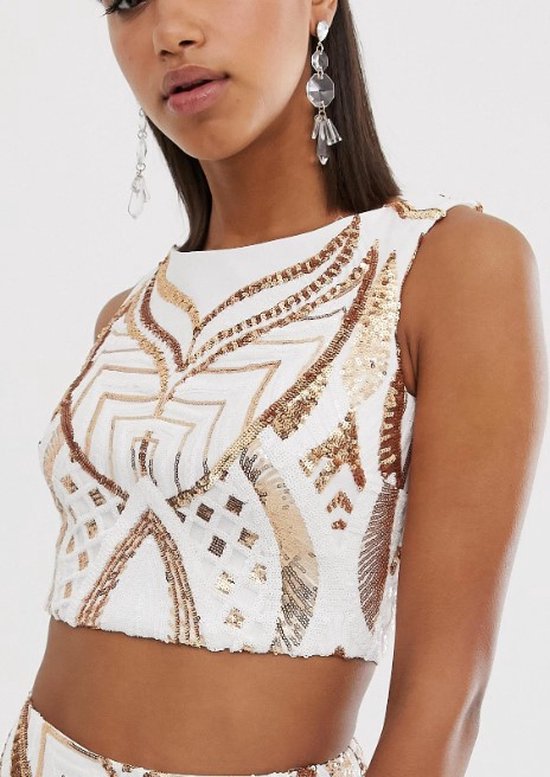 Crop top or blanc sequins Taille 38 | bol