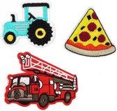 patch set voertuigen | patch vliegtuig | patch tractor | patch pizza | strijk emblemen voertuigen | strijkapplicaties voertuigen