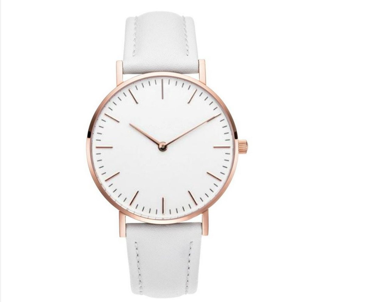 Kleijn Karoo - Ultralicht Wit horloge met wit rosé goud wijserplaat leder band maat ⌀ 23 cm
