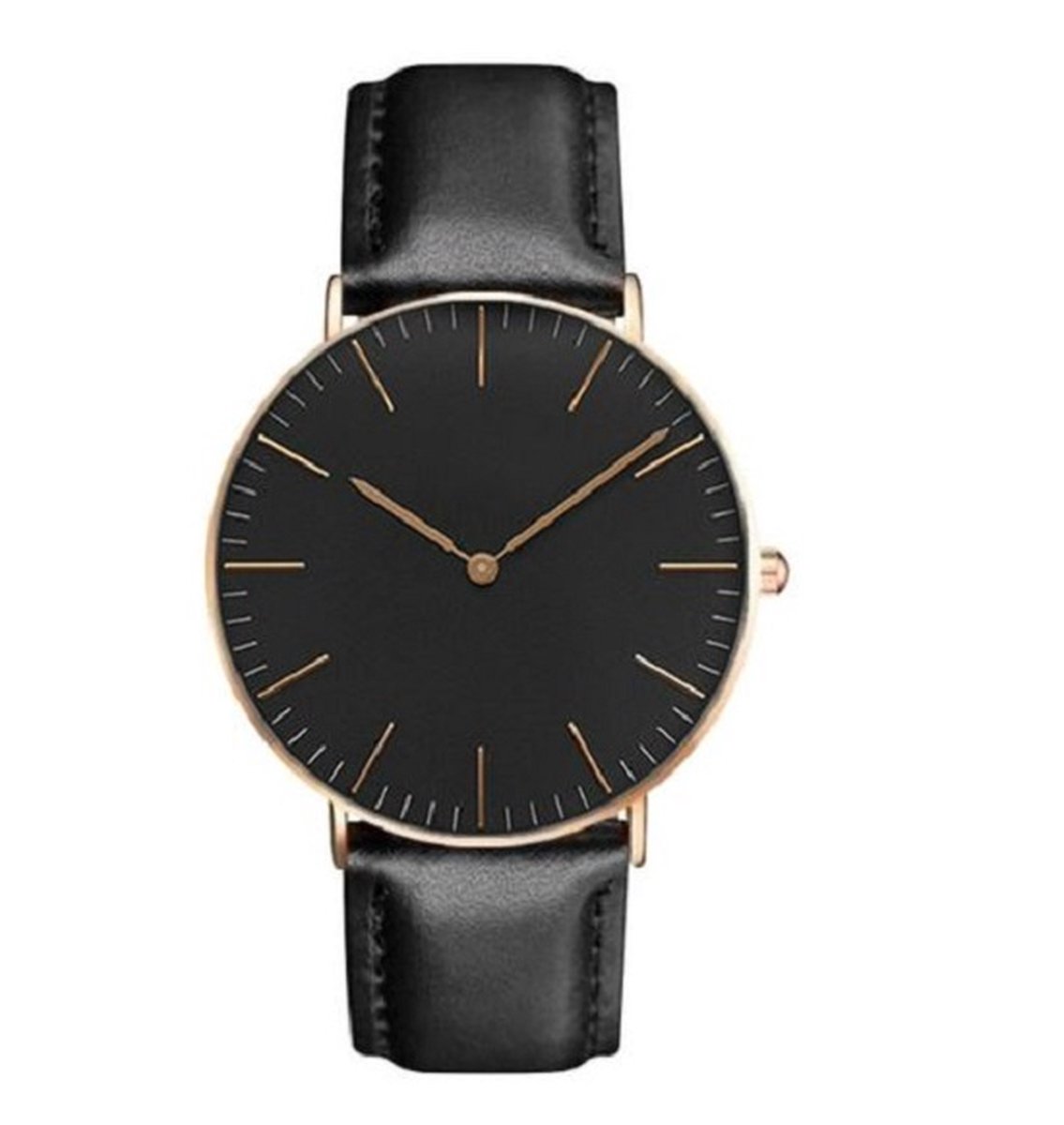 Kleijn Karoo - Ultralicht Zwart horloge met zwart goud wijserplaat leder band maat ⌀ 23 cm