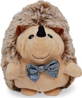 Egel met Zilveren Strik Pluche Knuffel 24 cm [Hedgehog Plush Toy | Speelgoed Knuffeldier Knuffelbeest voor kinderen jongens meisjes]