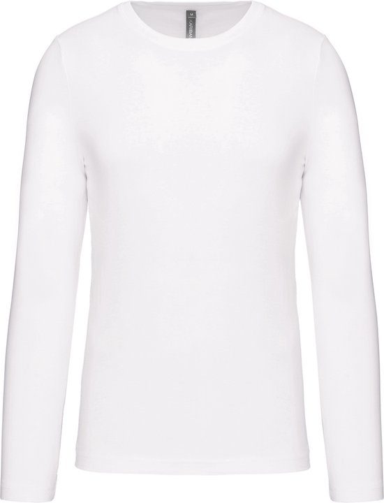 Herenshirt met lange mouwen en ronde hals White - XL