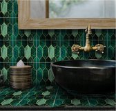 Tegelstickers - Zelfklevende Plaktegels - Groen & Goud - Set van 10 - 20x20cm - Ideaal voor Badkamer en Keuken