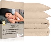 Bed Couture - Velvet Flanel Dekbedovertrek set - 100% Katoen Extra zacht en Warm - 140x200 + 2 kussenslopen 50x70 - Goud Beige