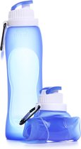 Duradis - Opvouwbare waterfles - Drinkfles - Waterzak - Duurzaam - Siliconen - 500 ml - blauw