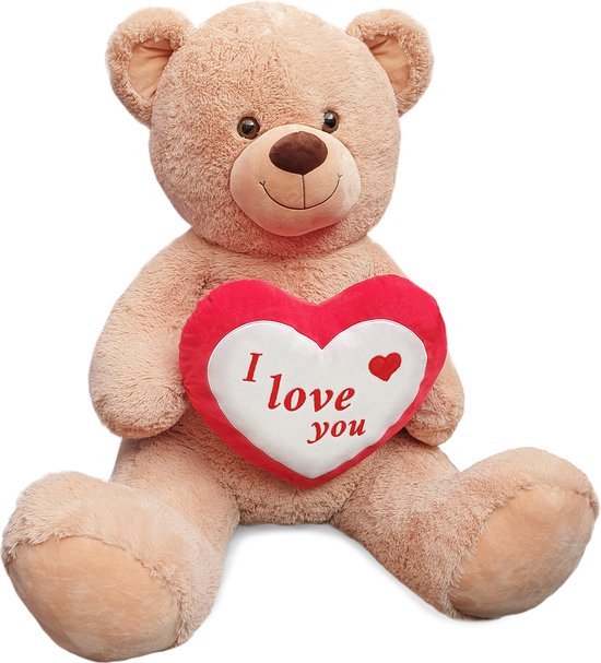Overzicht Verbieden vertrekken Teddybeer XXL 100 cm – Valentijnsdag cadeau 2021 – Witte knuffelbeer groot  met hart | bol.com