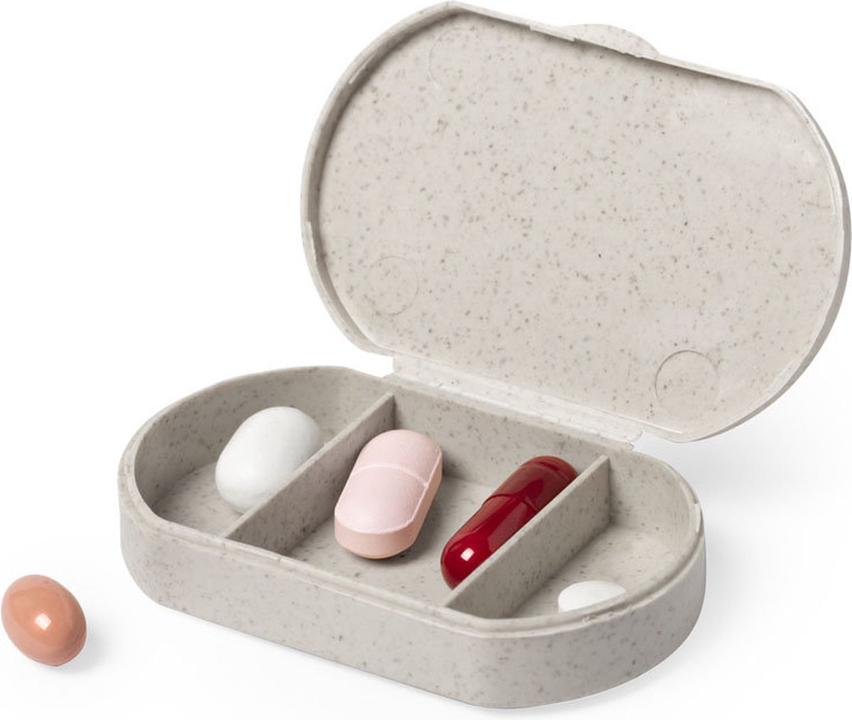 Goedkoopste Pillendoosje bamboevezel - Pillendoos - Medicijndoosje - Duurzaam - 3 vakken - naturel