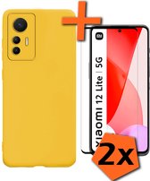 Hoesje Geschikt voor Xiaomi 12 Lite Hoesje Siliconen Cover Case Met 2x Screenprotector - Hoes Geschikt voor Xiaomi 12 Lite Hoes Back Case - Geel