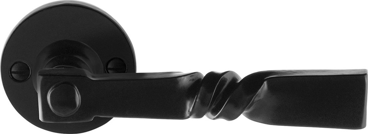 GPF6245.00 smeedijzer zwart Nokka deurkruk op ronde rozet, 53x5mm