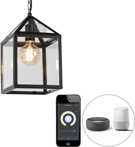 QAZQA amsterdam - Landelijke LED Smart Hanglamp incl. wifi voor buiten - 1 lichts - L 21 cm - Zwart - Buitenverlichting