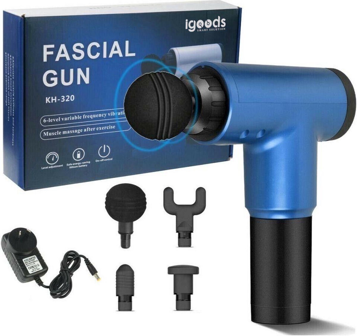 Igoods Massage Gun 6 Vibratieniveaus Zwart - afbeelding 3