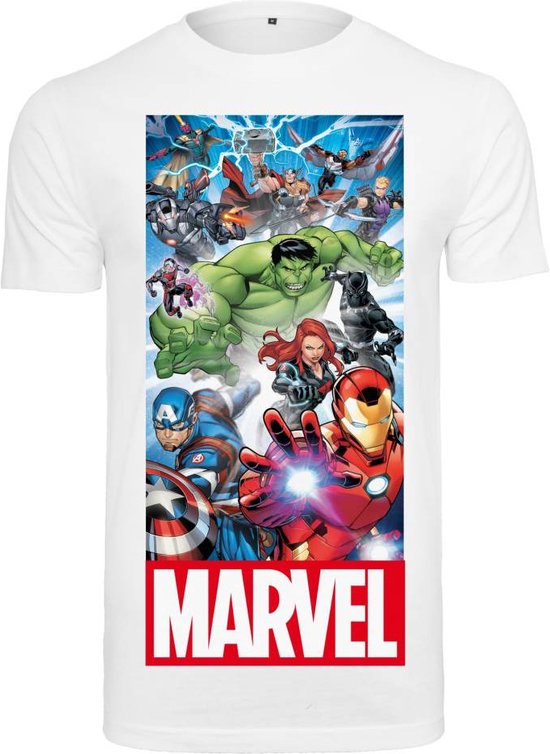 Merchcode The Avengers Heren Tshirt Allstars Team Wit