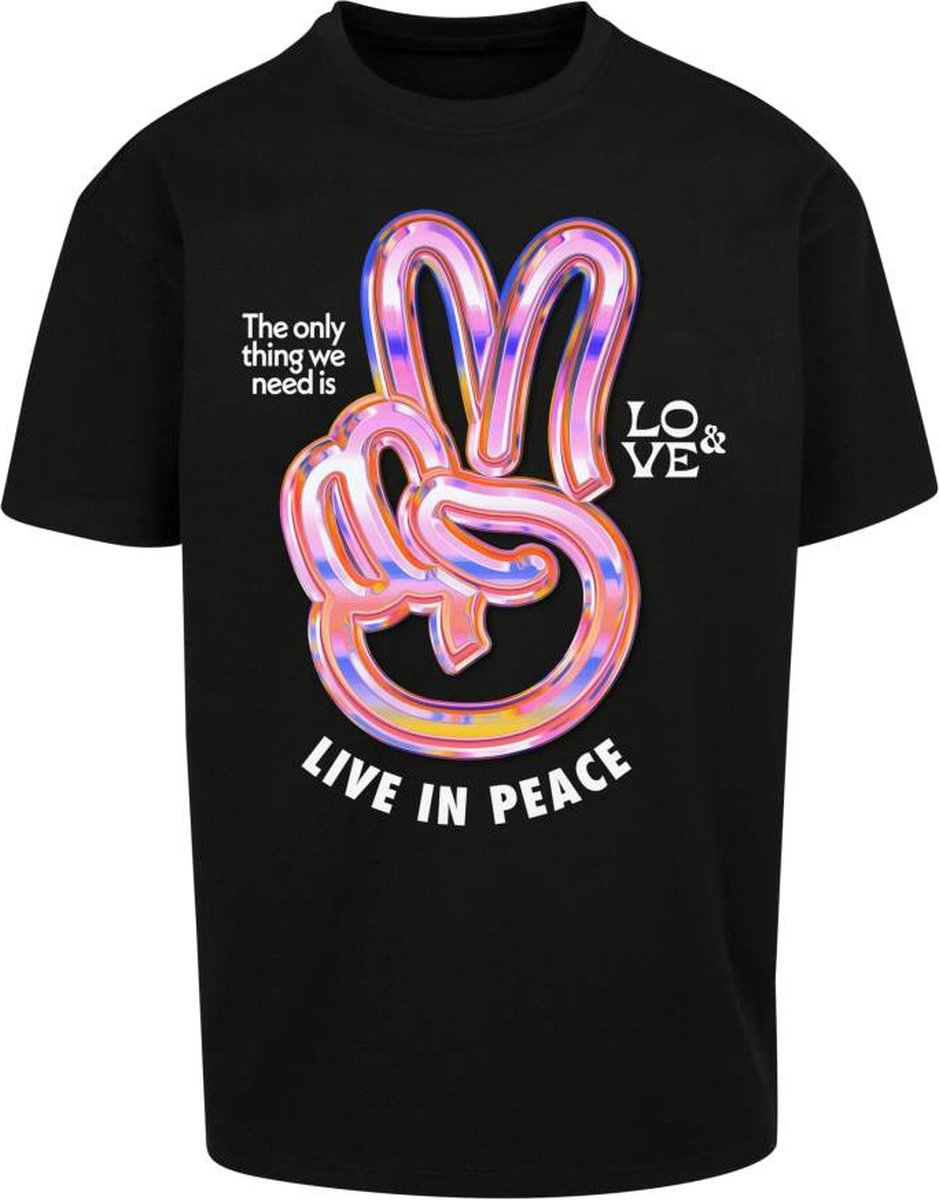 Mister Tee Live in Peace Oversize Heren Tshirt S Zwart