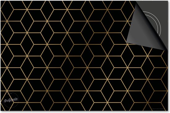 KitchenYeah© Inductie Beschermer 78x78 cm Keuken Decoratie Kookplaat Beschermer voor Inductiekookplaat Afdekplaat Anti Slip Mat - Marmer - Zwart - Goud - Luxe - Marmerlook