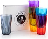 Buddy's Bar - Set de 6 verres à boire en plastique Tritan de haute qualité de 0 litre, sans BPA, aspect verre cristal, verres réutilisables incassables, réutilisables et lavables au lave-vaisselle, 500 ml, colorés