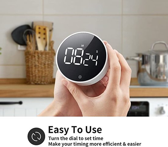 Minuteur de cuisine, minuteur de cuisson numérique à l'écran de contact,  horloge de compte à rebours magnétique, grand écran LCD, réveil fort 