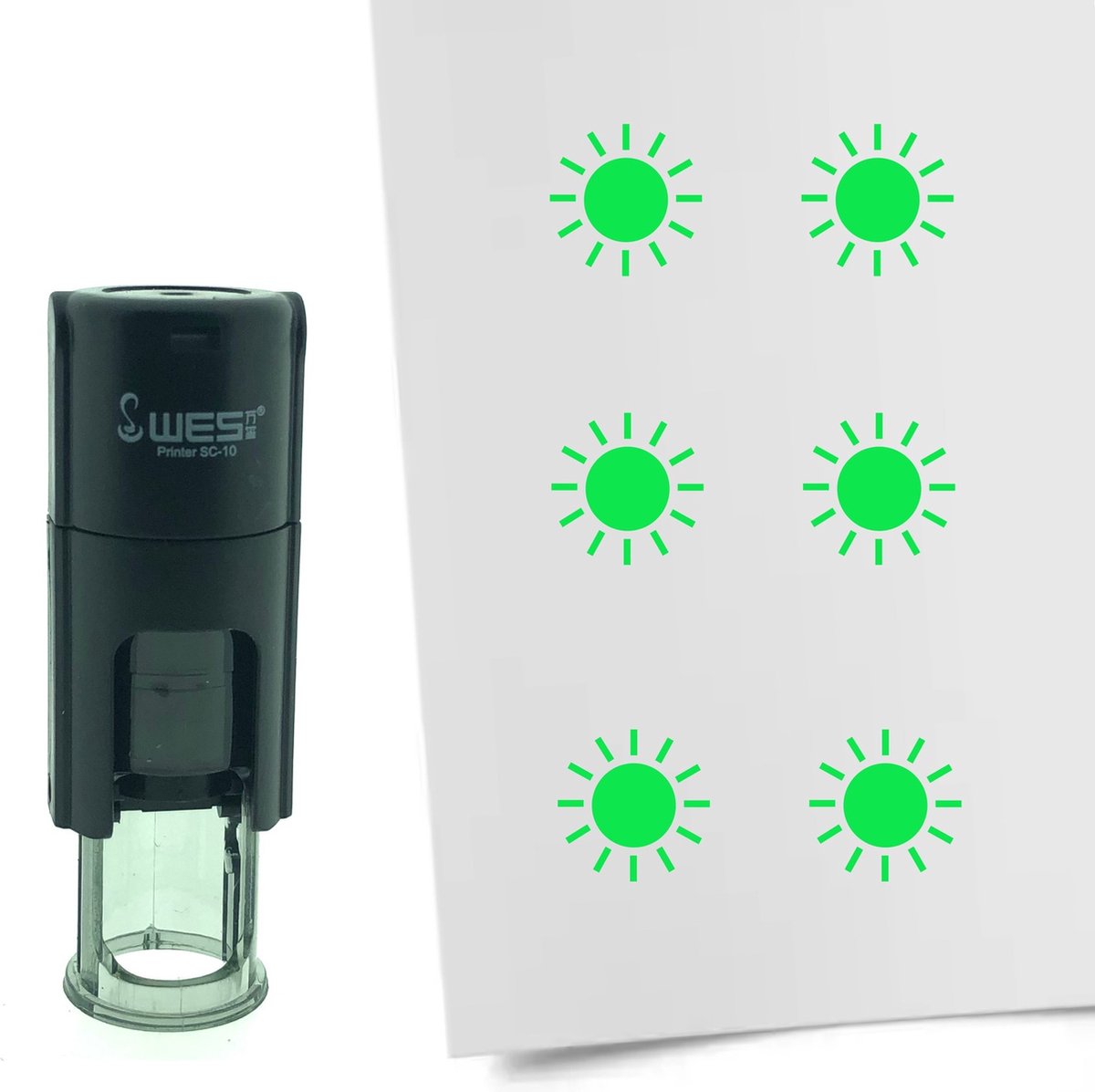 CombiCraft Stempel Zon 10mm rond - groene inkt