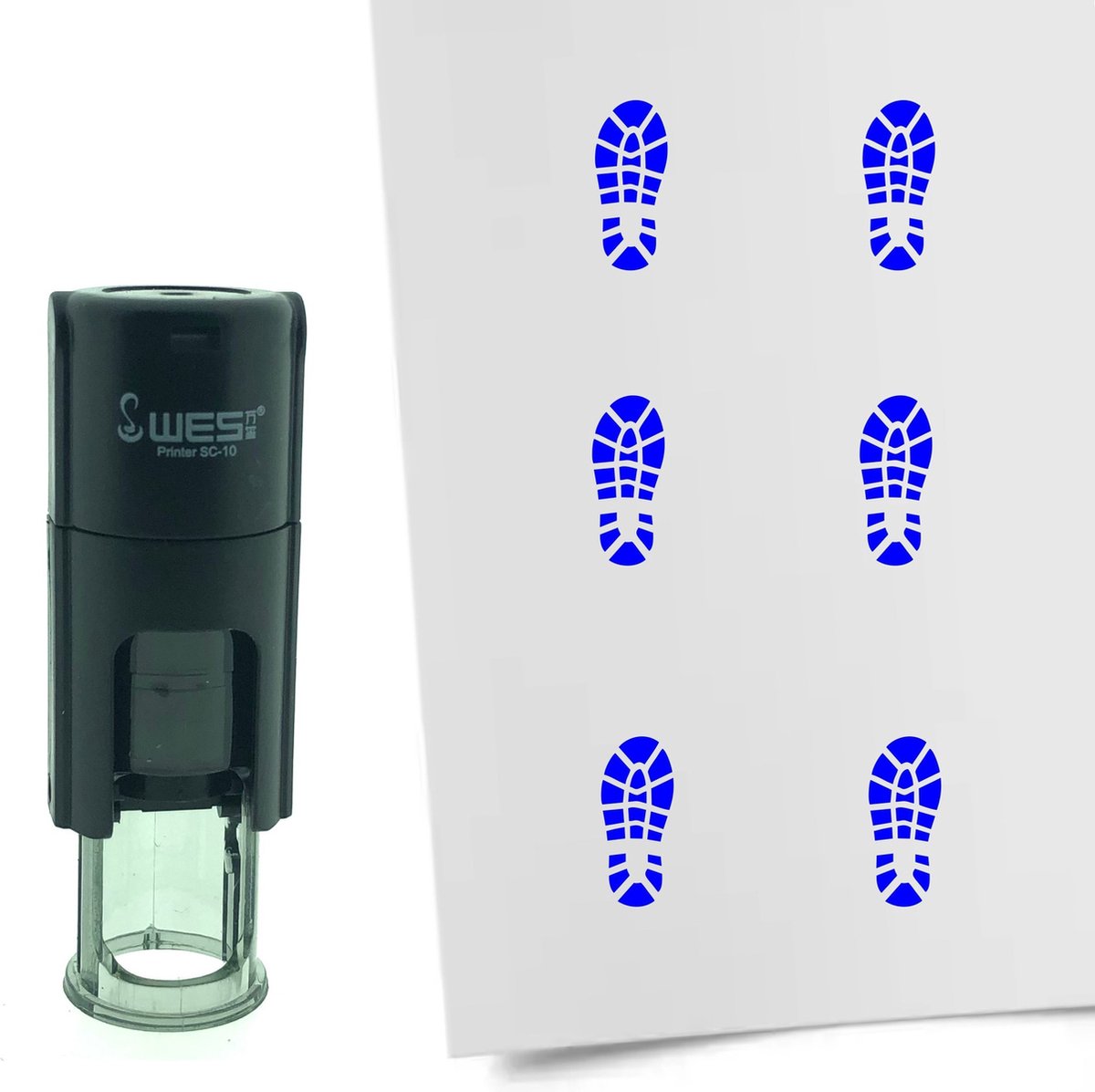 CombiCraft Stempel Schoenafdruk 10mm rond - blauwe inkt