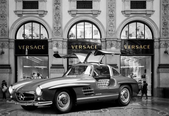 160 x 110 cm - glasschilderij - Mercedes Benz - Versace - foto print op glas