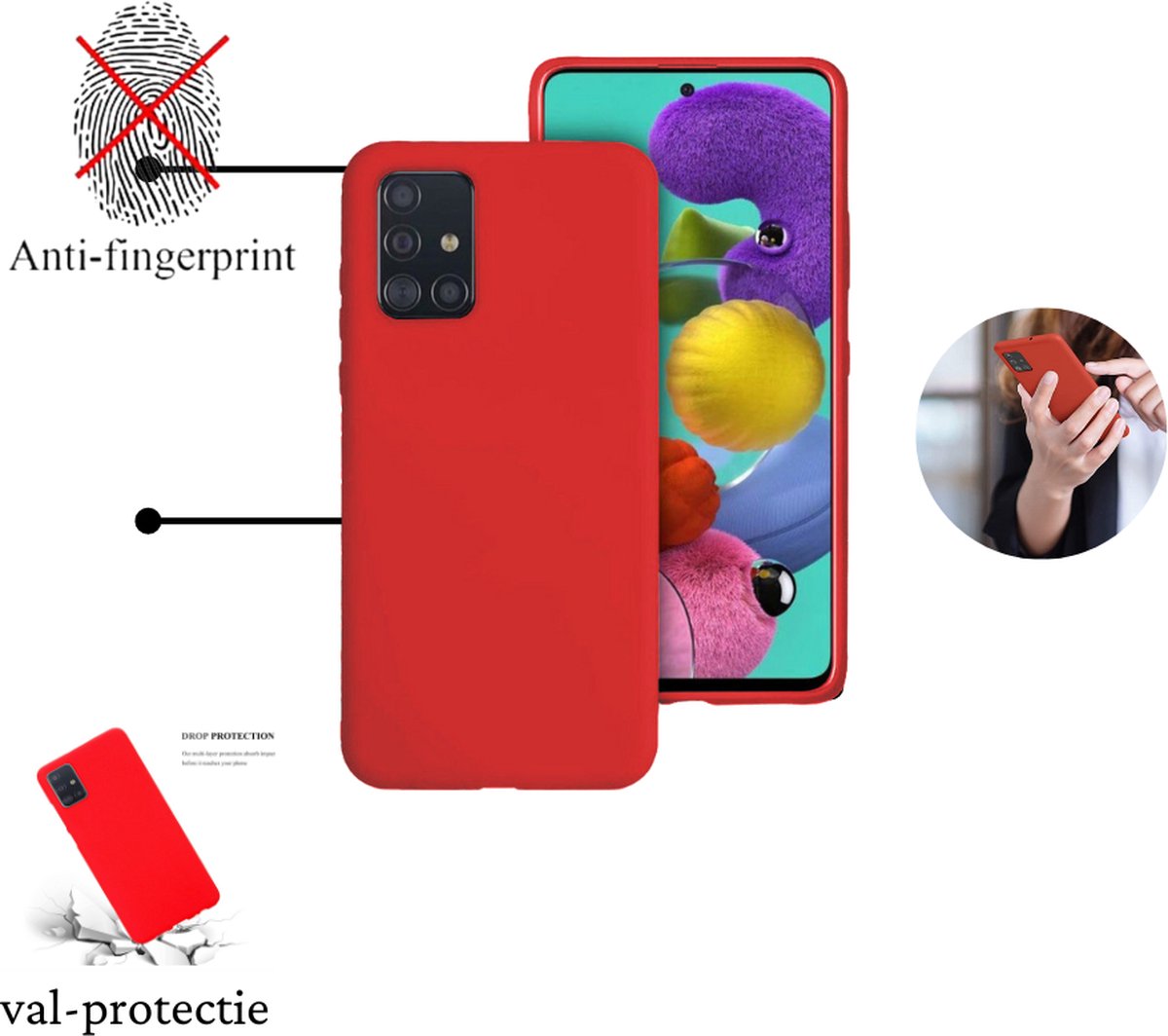 Supertarget - Siliconen Rood case geschikt voor Samsung Galaxy A51 - Telefoon hoesje - Red