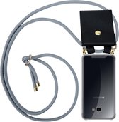 Cadorabo Hoesje geschikt voor Samsung Galaxy J4 PLUS in ZILVER GRIJS - Silicone Mobiele telefoon ketting beschermhoes met gouden ringen, koordriem en afneembare etui