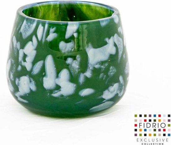 Design Vaas MONTREAL - Fidrio GREEN OPAL - glas, mondgeblazen bloemenvaas - diameter 12 cm hoogte 12 cm
