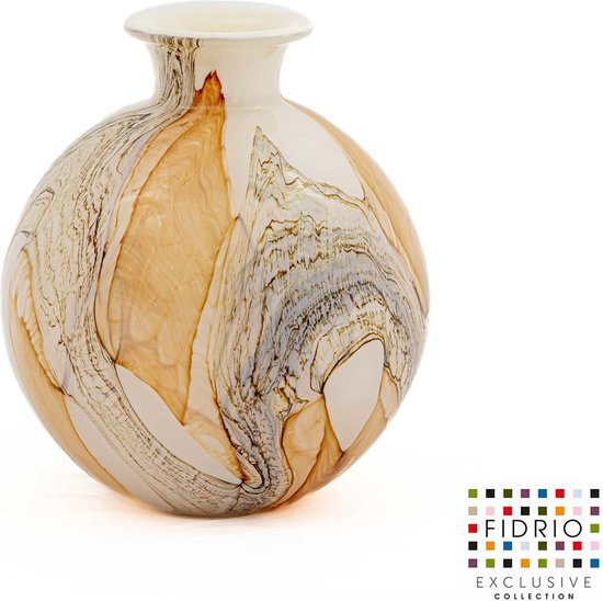 Vase Design BOLVASE AVEC COL - Fidrio BEACH - vase à fleurs en verre soufflé à la bouche - diamètre 19 cm
