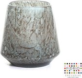 Design Vaas Eden - Fidrio ROCKY GREY - glas, mondgeblazen bloemenvaas - diameter 17 cm hoogte 22 cm