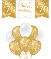 70 Jaar Verjaardag Decoratie Versiering - Feest Versiering - Vlaggenlijn - Ballonnen - Man & Vrouw - Goud en Wit