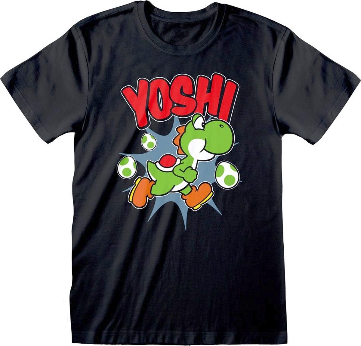 Nintendo Super Mario Heren Tshirt -XL- Yoshi Eggs Zwart
