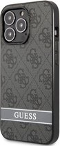 Guess 4G Printed Stripe Back Case - Geschikt voor Apple iPhone 13 Pro Max (6.7") - Grijs