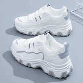 Sneakers Dames-Kleurblok Dames schoenen wit-grijs maat-38