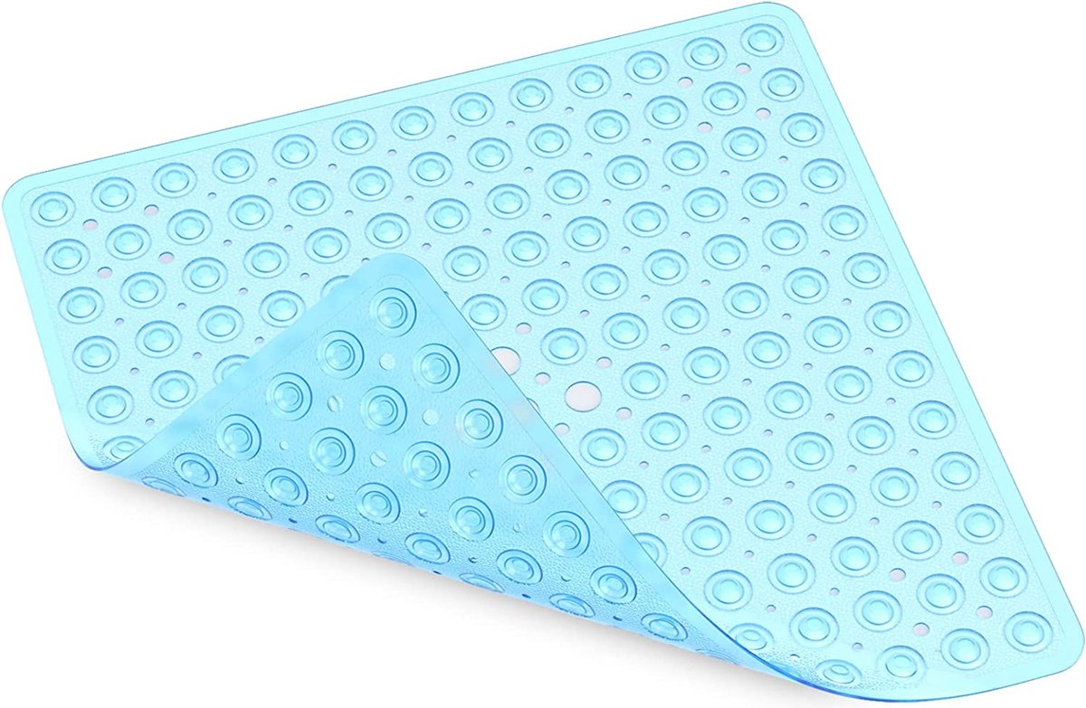 NOBRAND XIYUNTE Vierkante douchematten Anti-slip badmat met zuignap veiligheidsmat, antibacteriële rubberen douchemat met afvoergaten, 53 × 53cm, machinewasbaar