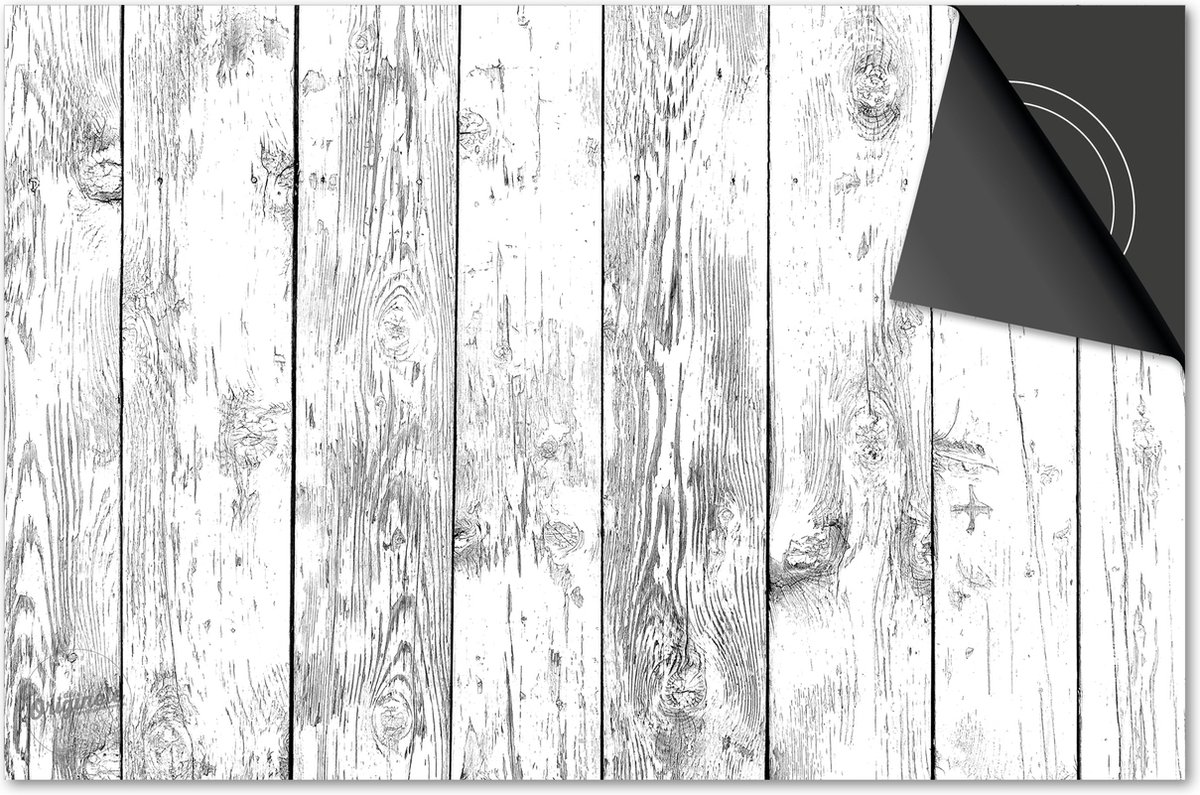 Inductie beschermer 90x52 - afdekplaat inductie mat - Dietrix Kookplaat beschermer - DELUXE - Hout en Boom - Latten hout grijs wit
