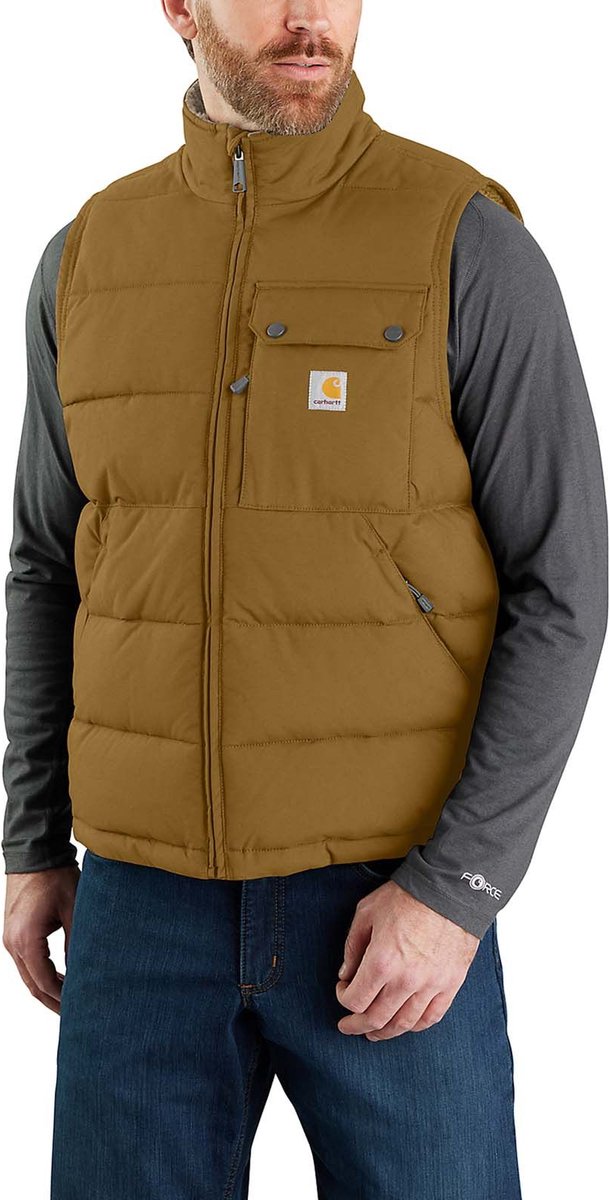 Carhartt Montana Gevoerde Bodywarmer Rain Defender Loose fit Insulated Vest Oak Heren valt als XL Bruin