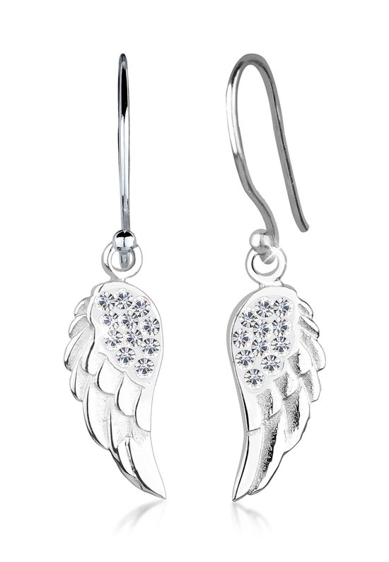 Elli Dames Oorbellen Dames Engelenvleugels met Kristallen in 925 Sterling Zilver